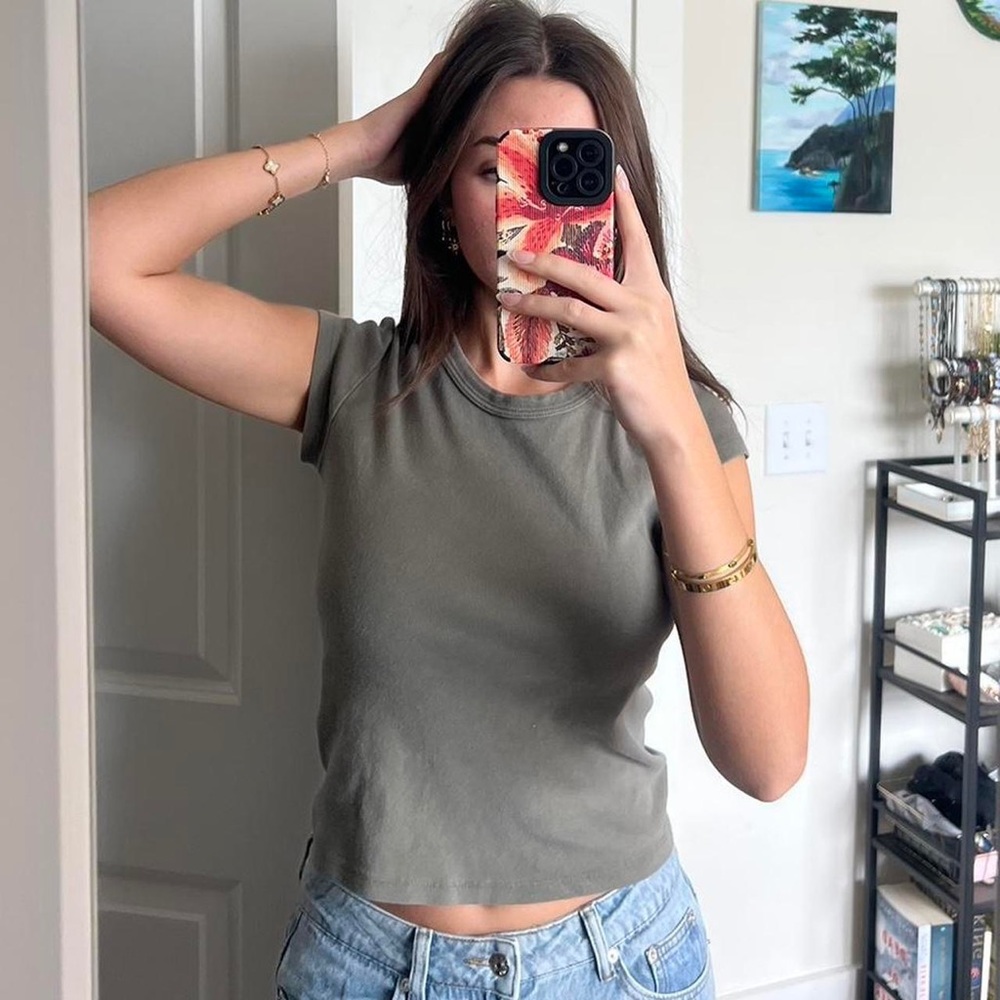 brandy melville olive relaxed tee